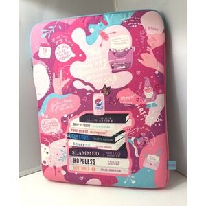 BOOK BEAU Book Sleeve Colleen Hoover Pink Zipper Padded Case 13x10